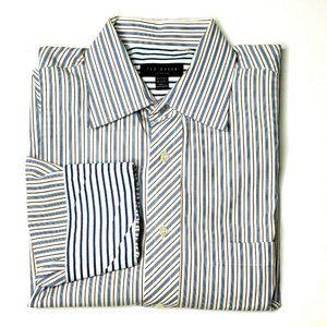Ted Baker 16 32/33 Striped Dress Shirt Flip Cuffs